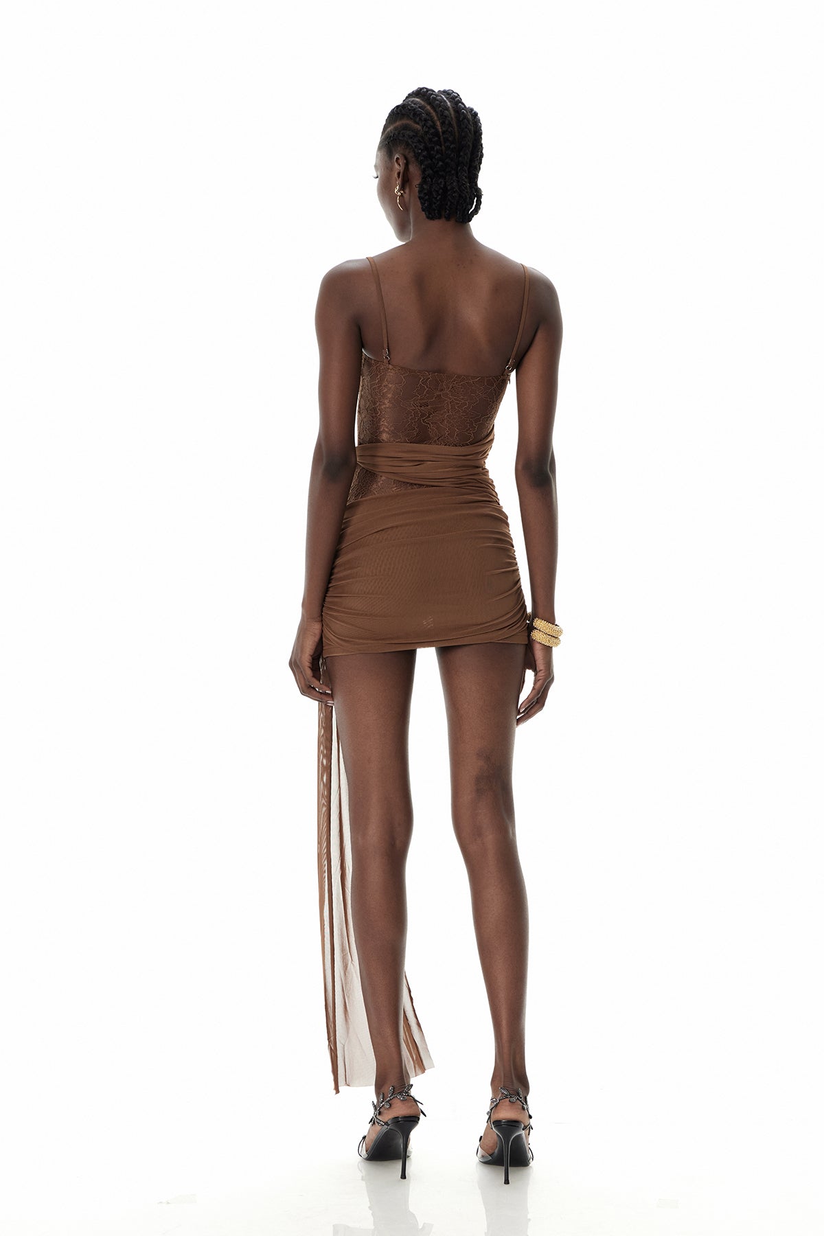 Waman Lace Ruch Asymmetric Mini Dress