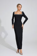 Yvaine Black Long Sleeve Maxi Dress