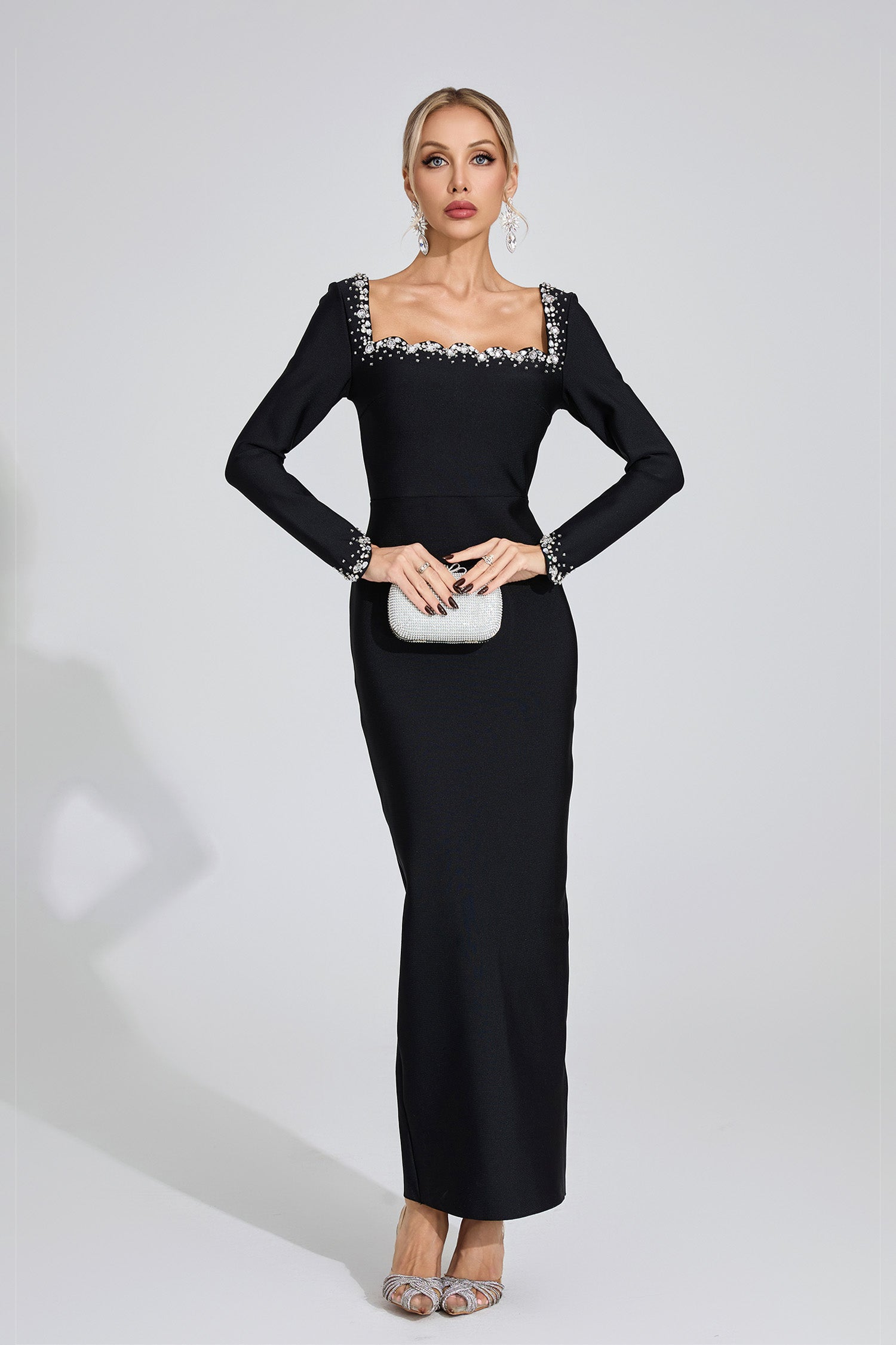 Yvaine Black Long Sleeve Maxi Dress