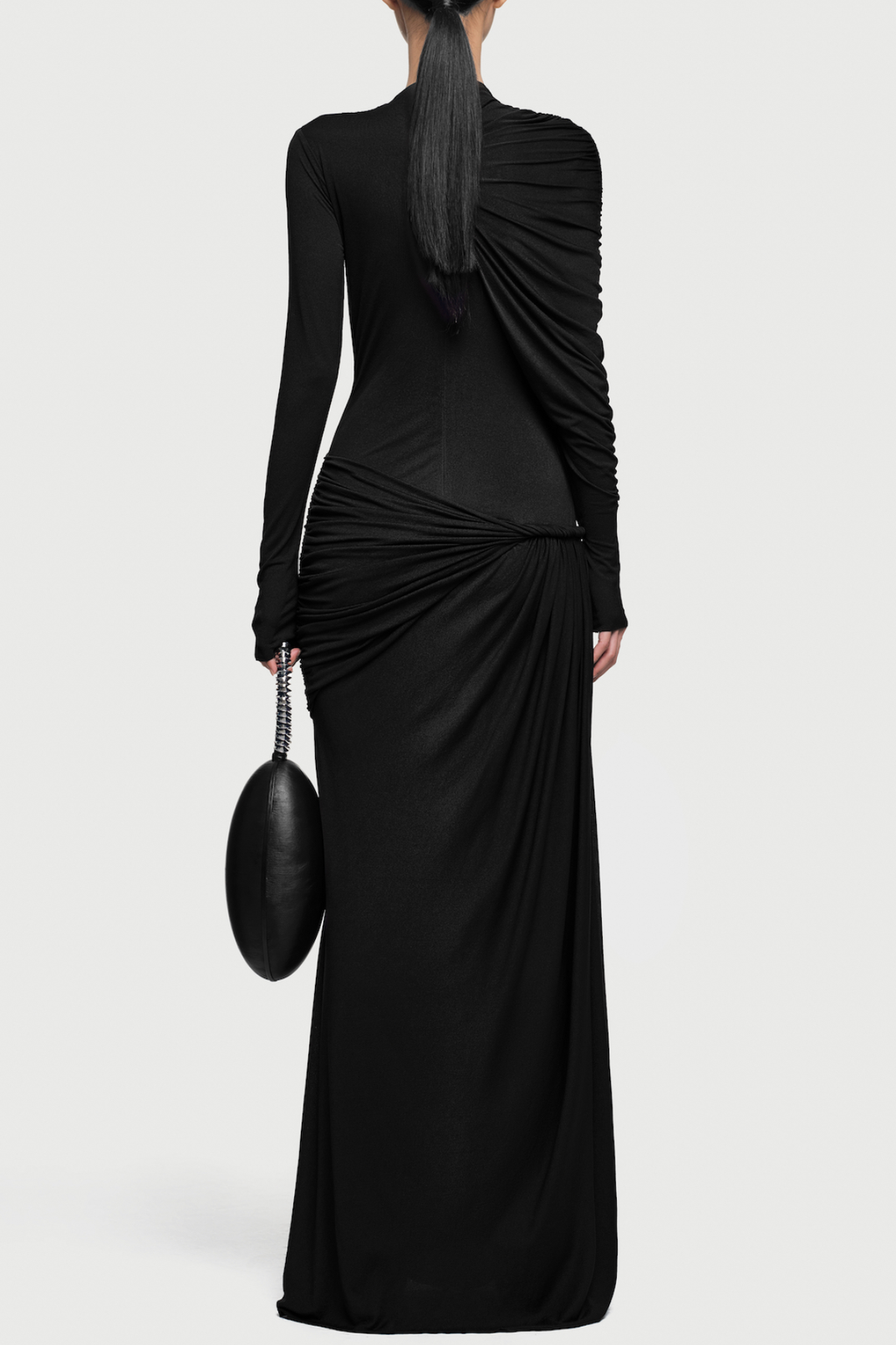 Zamir Asymmetric Ruched Maxi Dress - Black