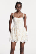 Zamira Spaghetti Lace Mini Dress In Natural
