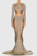 Zamza Fringe Cutout Maxi Dress