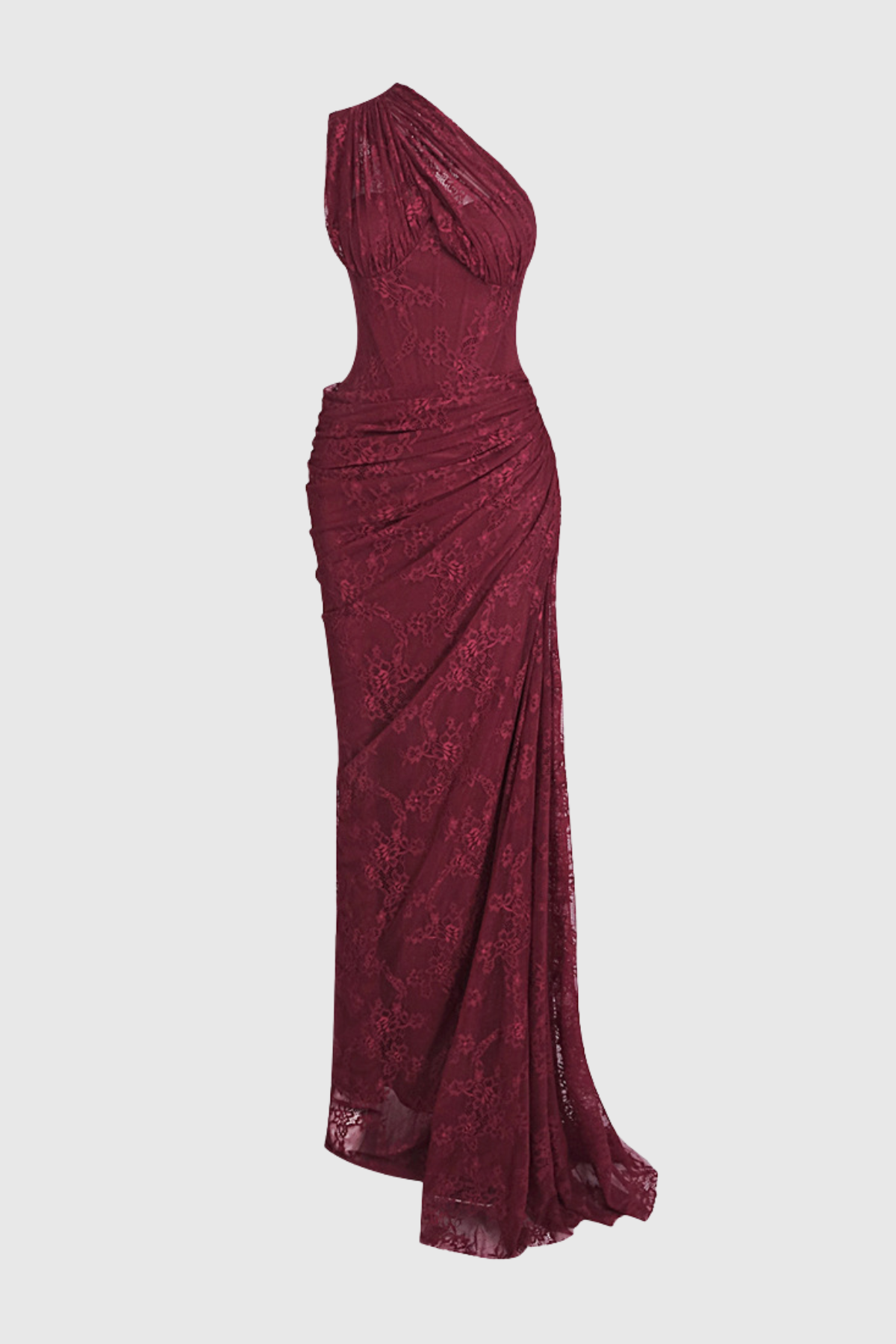 Zelma Lace One Shoulder Corset Maxi Dress