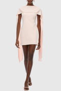 Zisel Pearl Trim Shawl Mini Dress - Pink