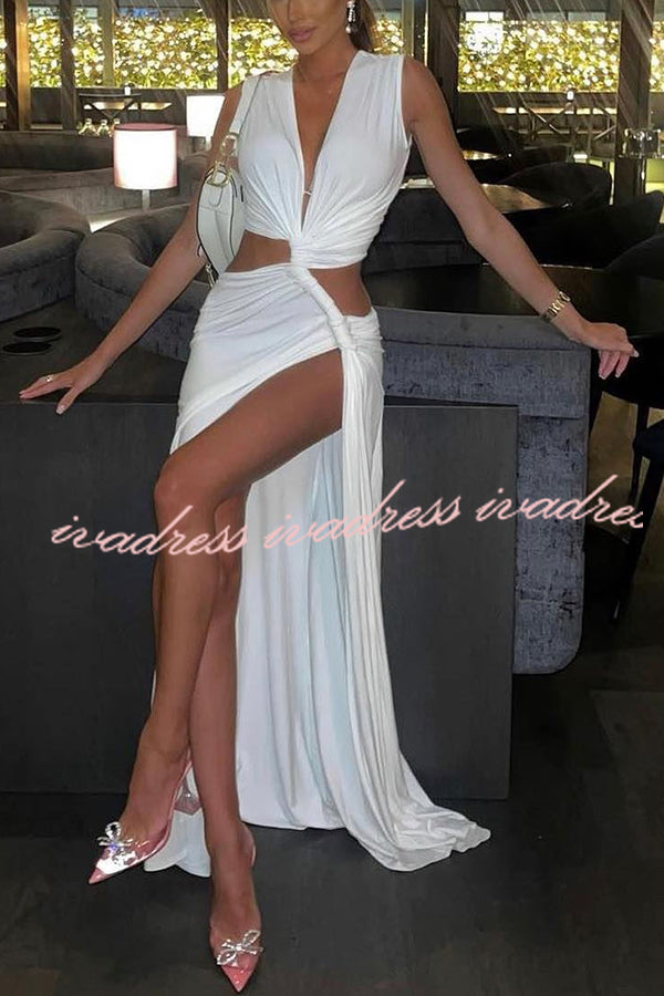 She's A Winner Jersey Triple Loop Cutout Stretch Maxi Dress