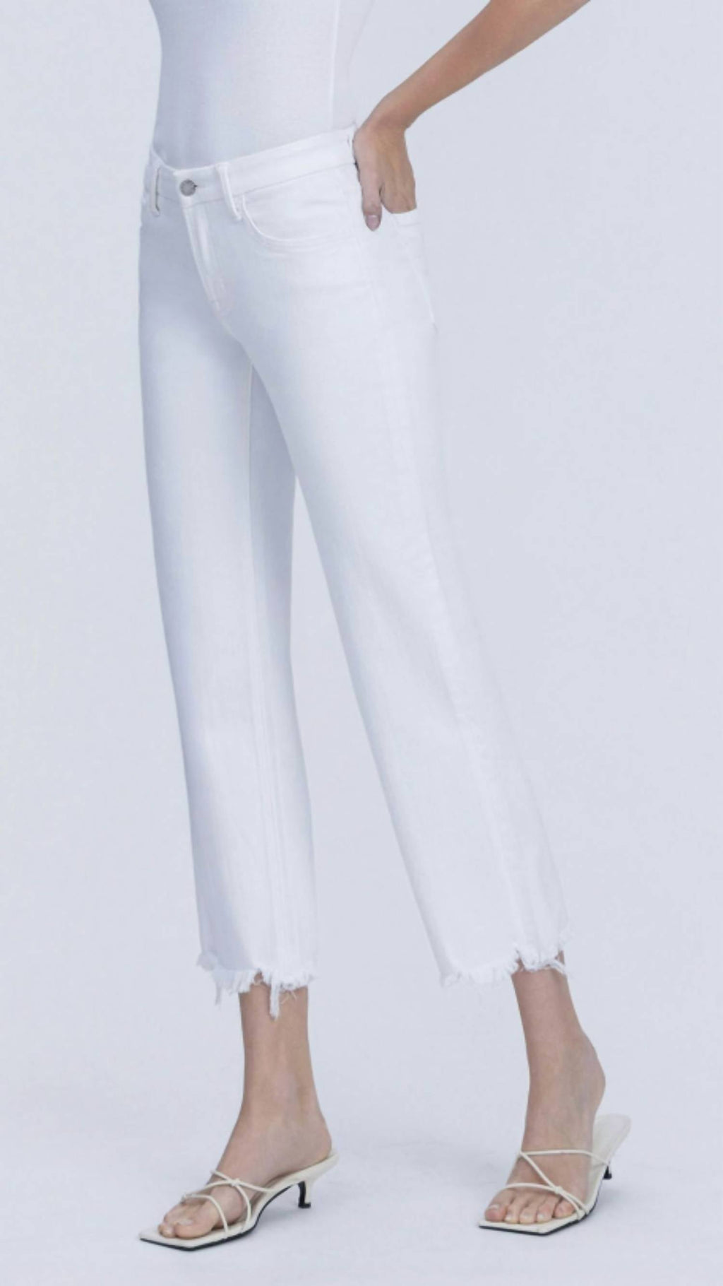 Vervet By Flying Monkey - Mid Rise Uneven Frayed Hem Cropped Straight Jeans