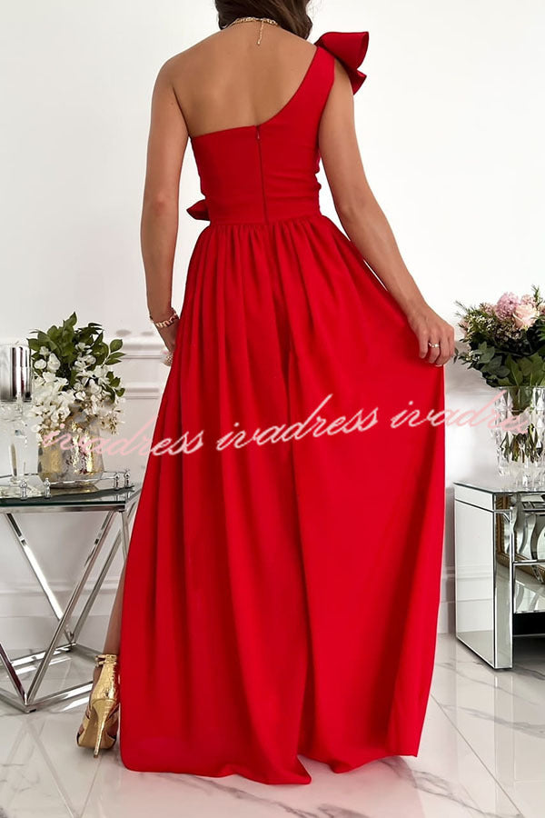 Darling Muse Ruffle One Shoulder Maxi Dress