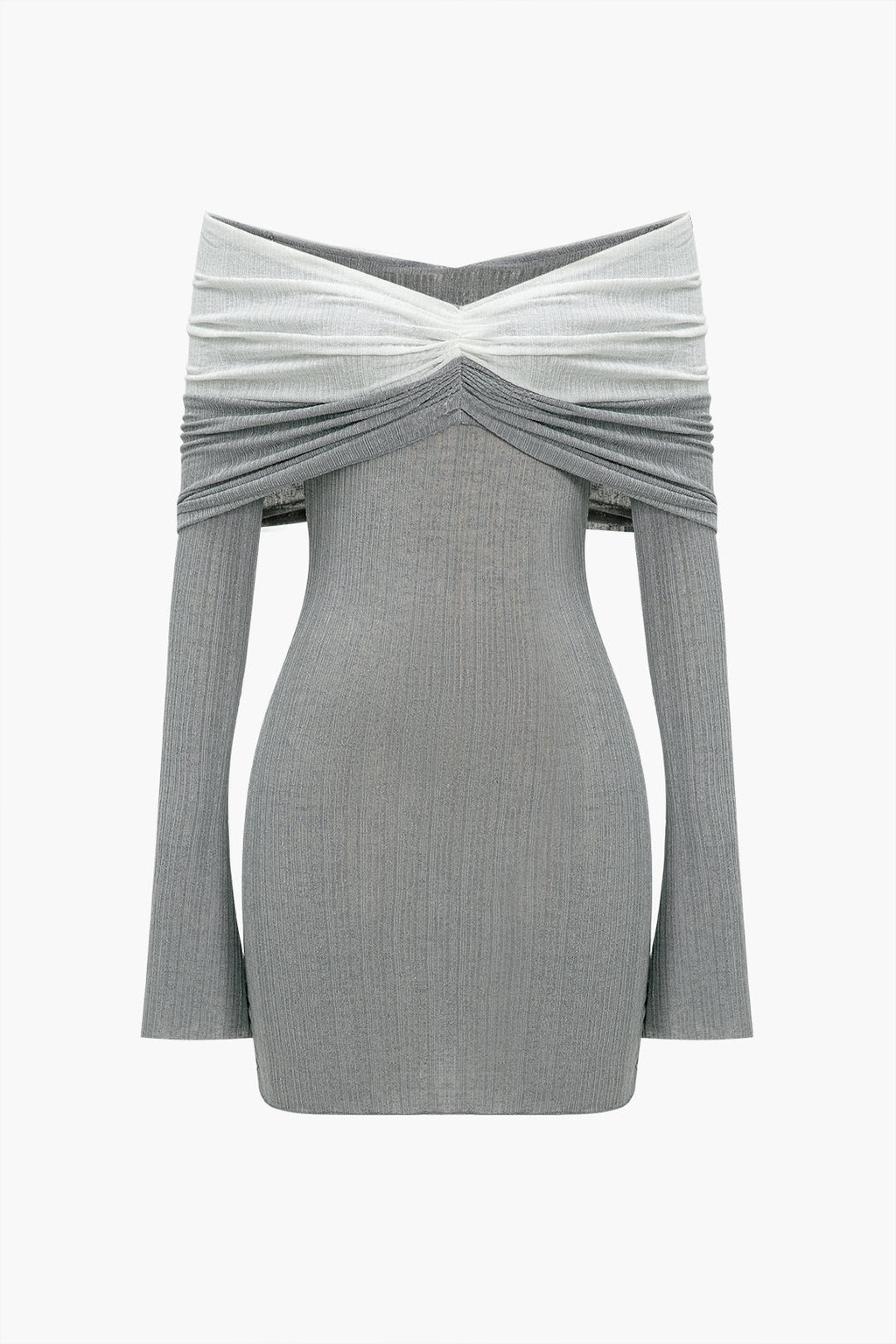 Patchwork Off Shoulder Mini Dress