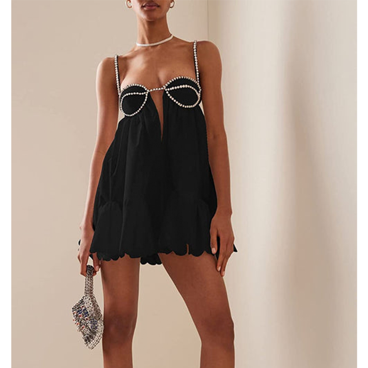 Fashion Sling Diamond Mini Dress