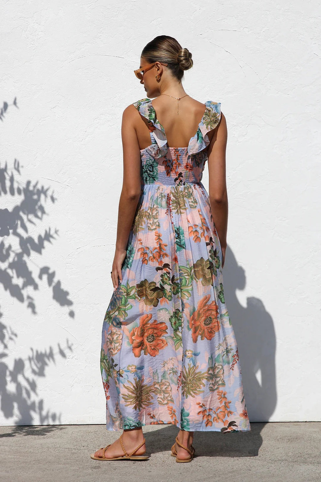 Ruffle V Neck Maxi Dress