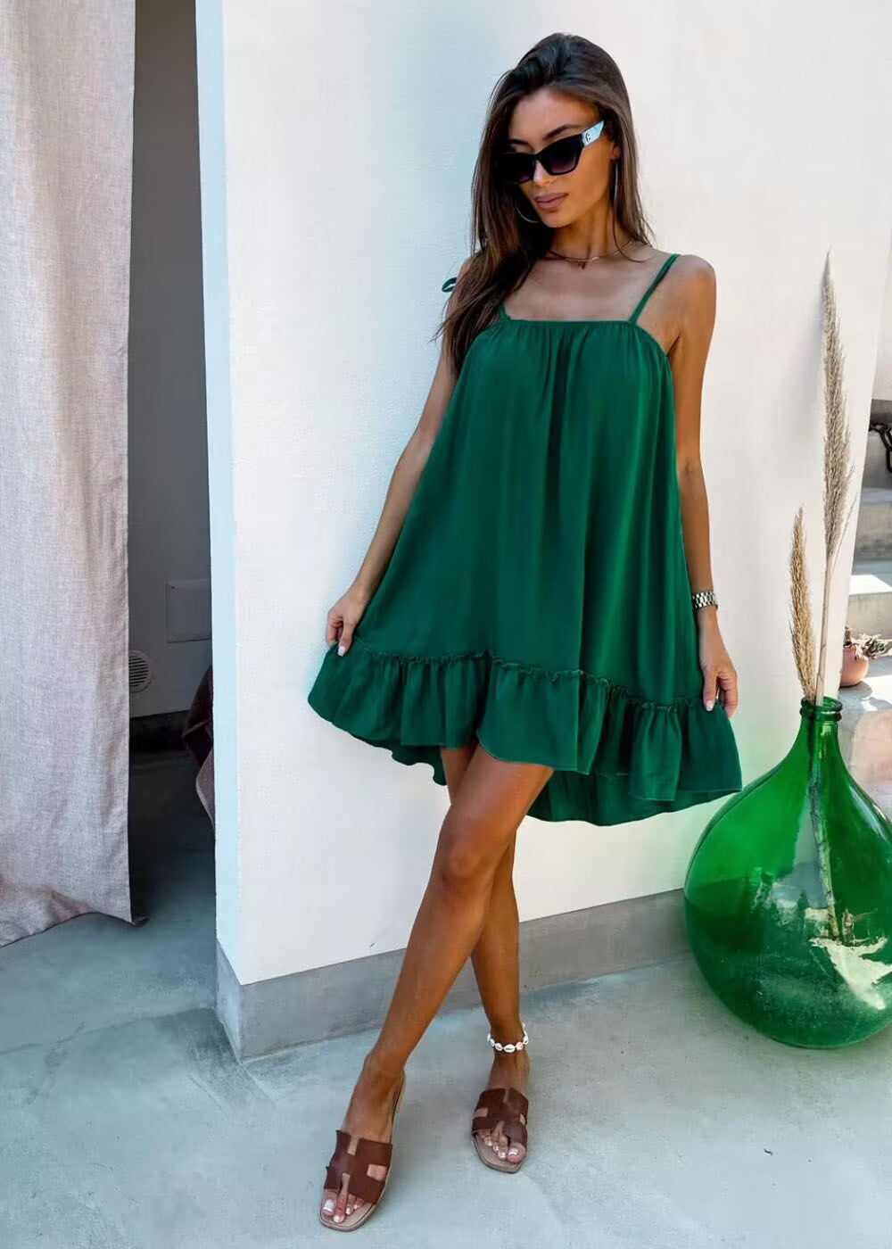 Ruffle Sling Mini Dress