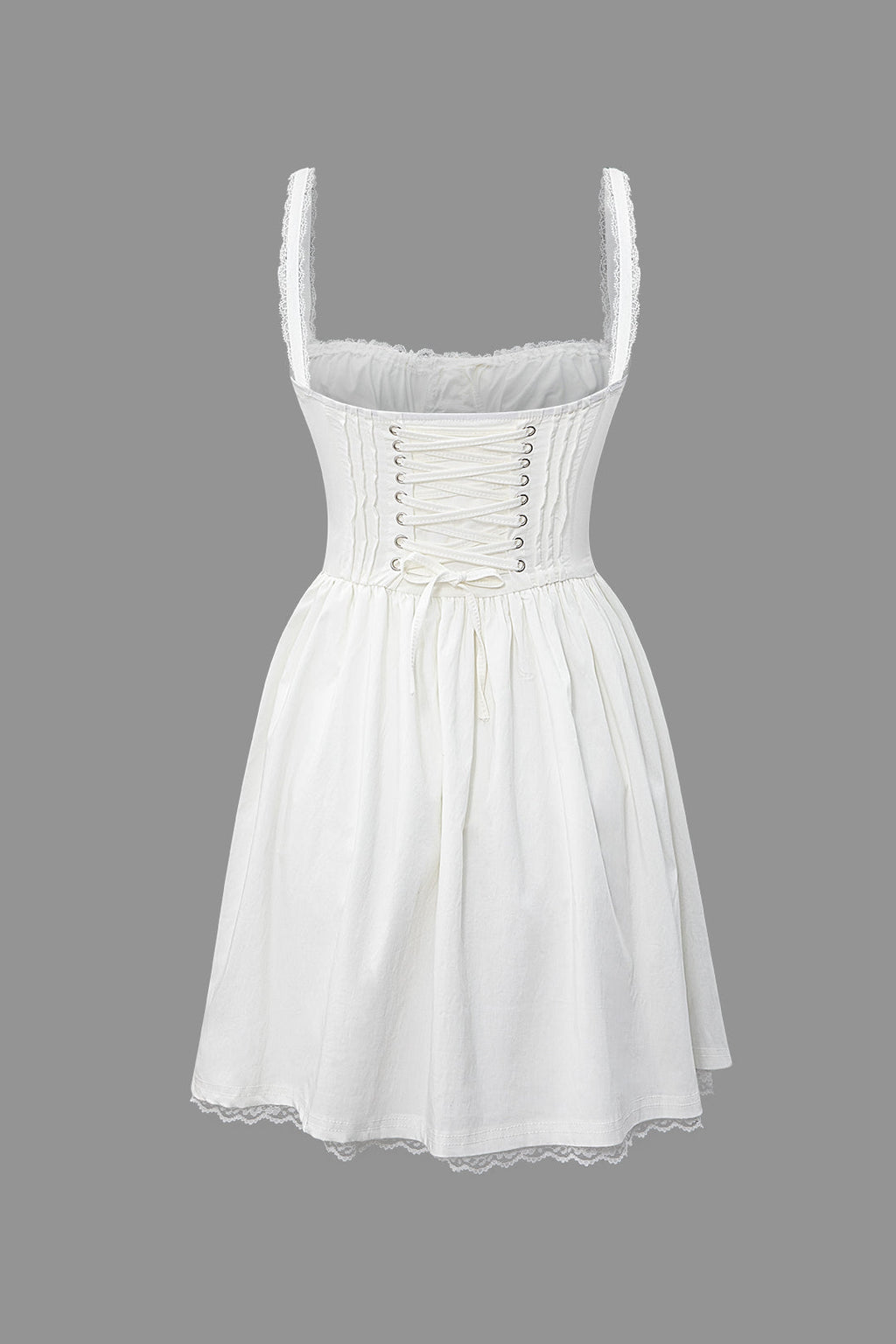 Lace Trim Tie Back Slip Mini Dress