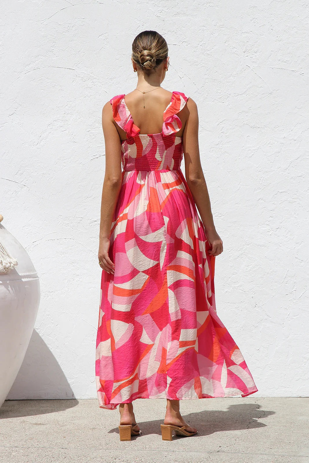 Ruffle V Neck Maxi Dress