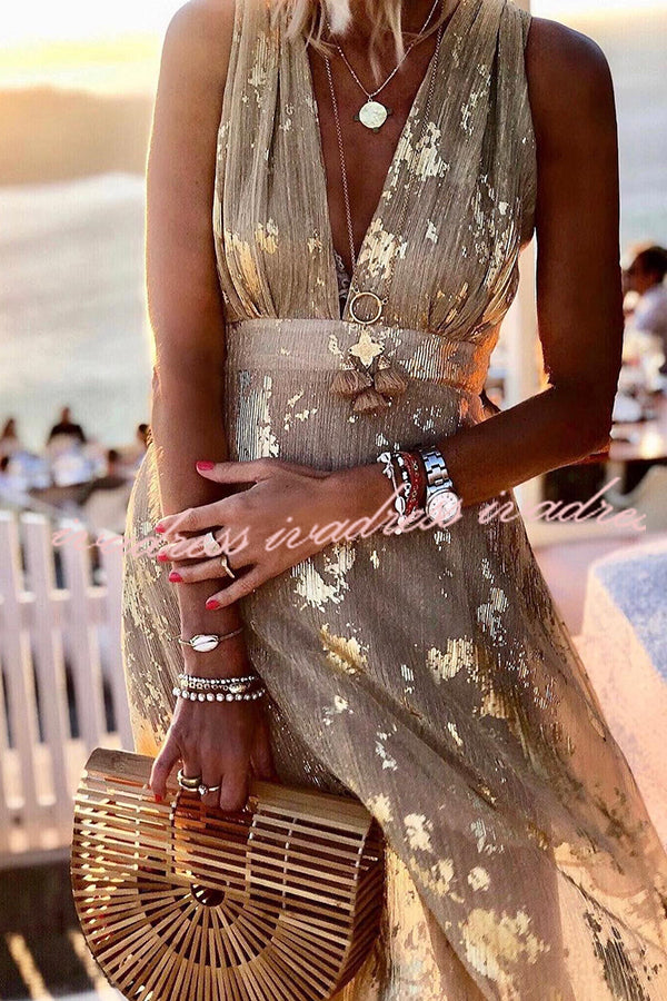 Golden Sunset Stories V-neck Maxi Dress