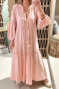 Take Me To Cabo Ethnic Unique Print Button Loose Shirt Midi Dress