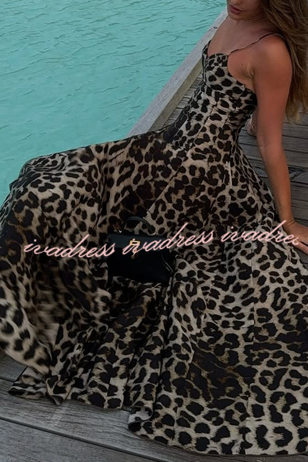 In The Maldives Leopard Waisted A-line Slip Maxi Dress