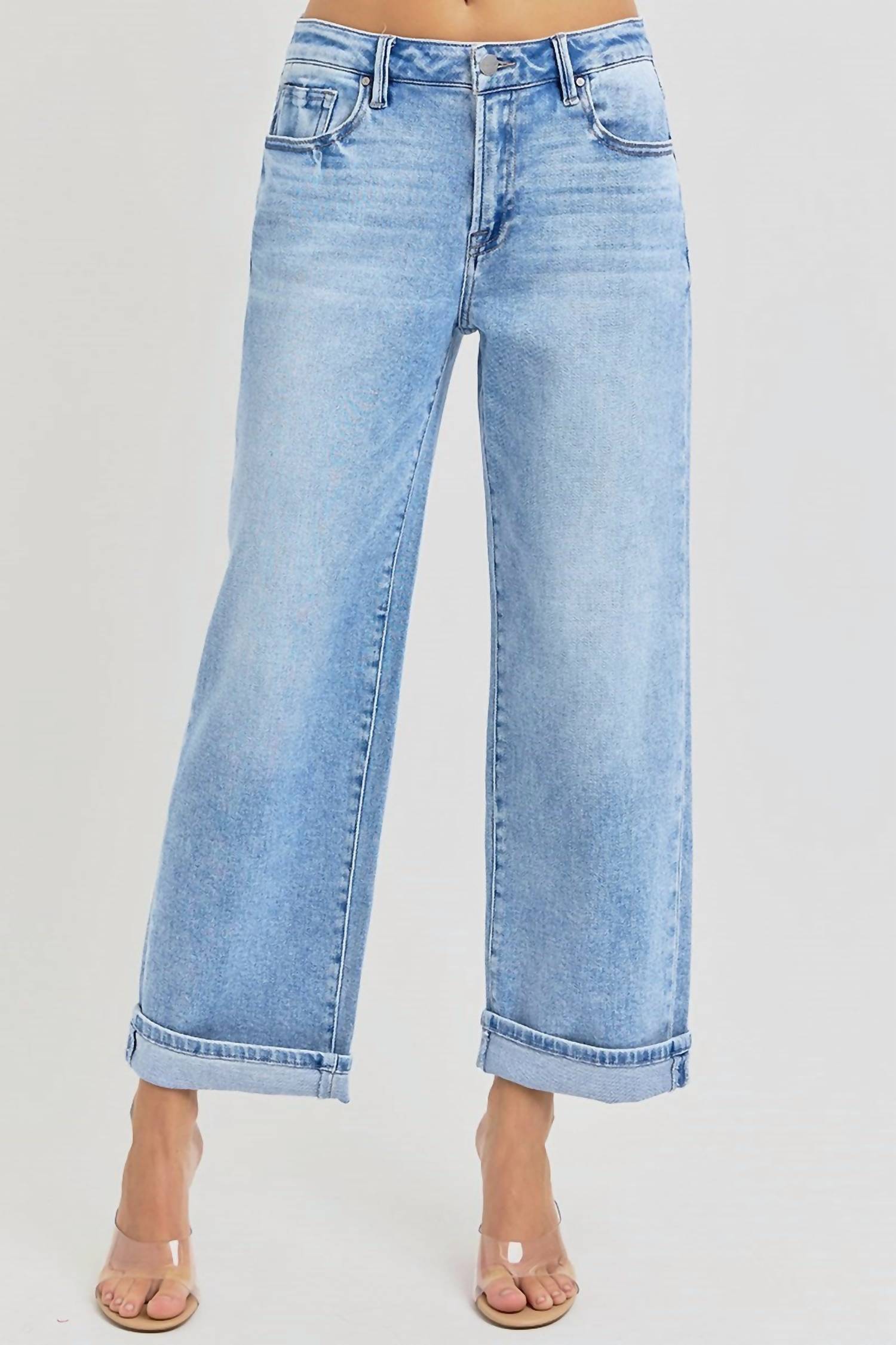 Risen - High Rise Ankle Boyfriend Cuffed Jeans