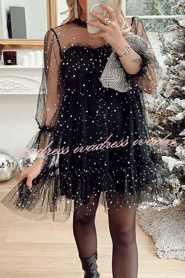 Twinkle Twinkle Little Star Tulle Babydoll Mini Dress