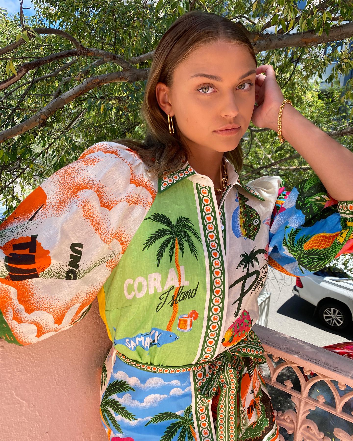 Fashion Vacation Lace up Printed Mini Dress