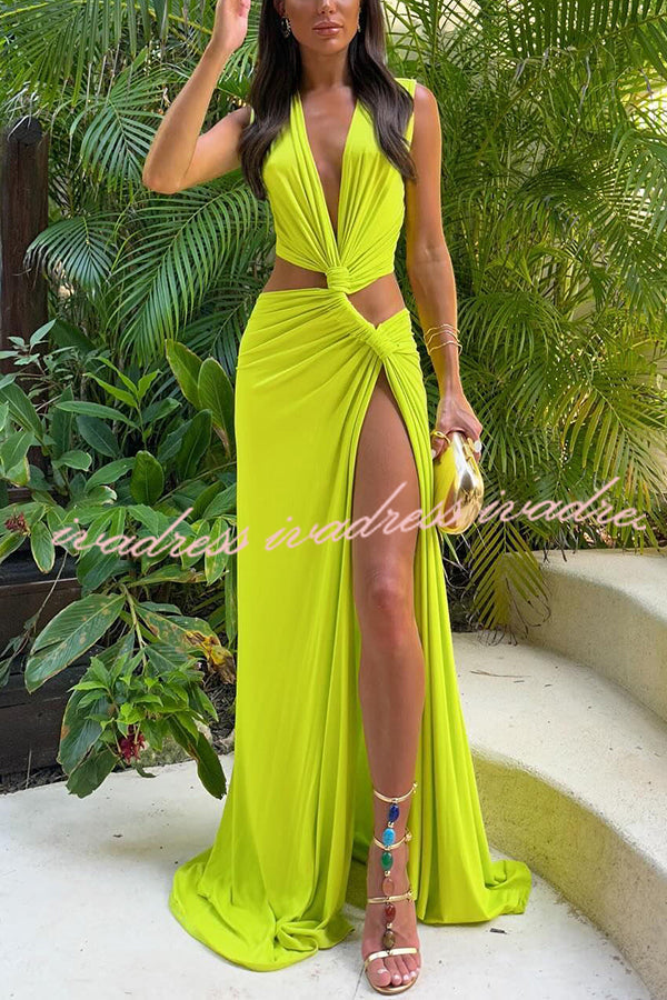 She's A Winner Jersey Triple Loop Cutout Stretch Maxi Dress