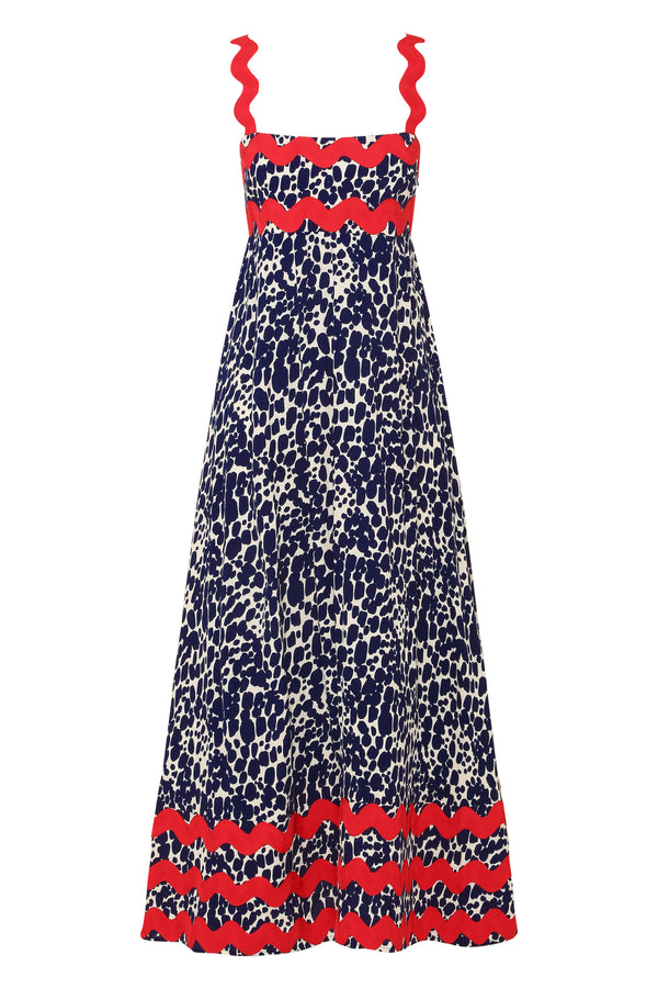 Floral Printed Wave Bandeau Fashion Maxi Dress