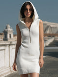 Sleeveless Ribbed Knit Hooded Mini Dress