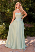ISABELLA GOWN - STRAPLESS CHIFFON DRESS WITH SCARF