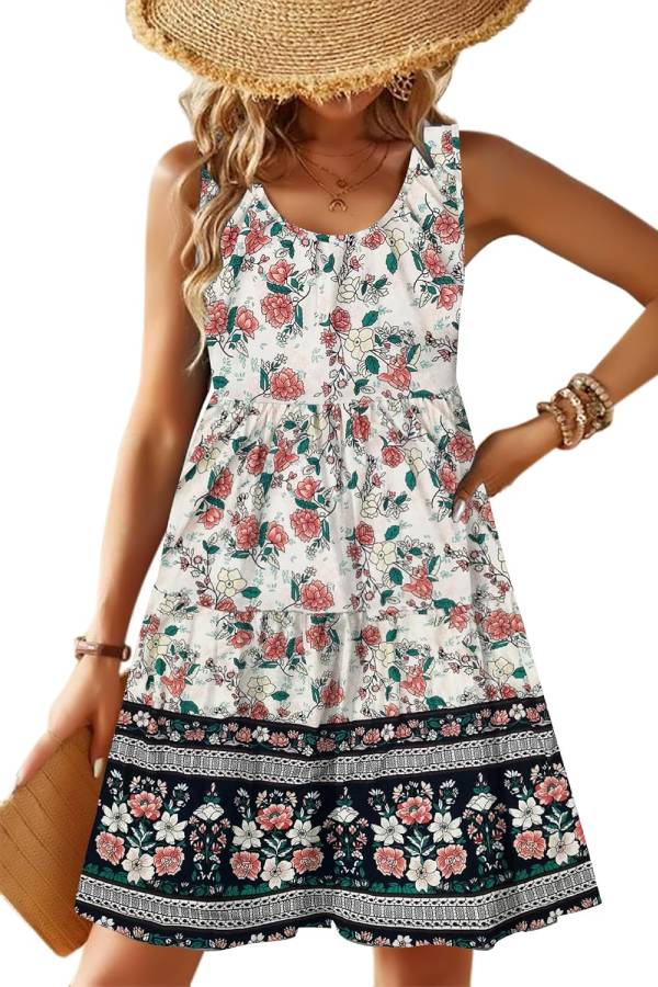 Womens Summer Sundress Boho Floral Casual Tank Dresses