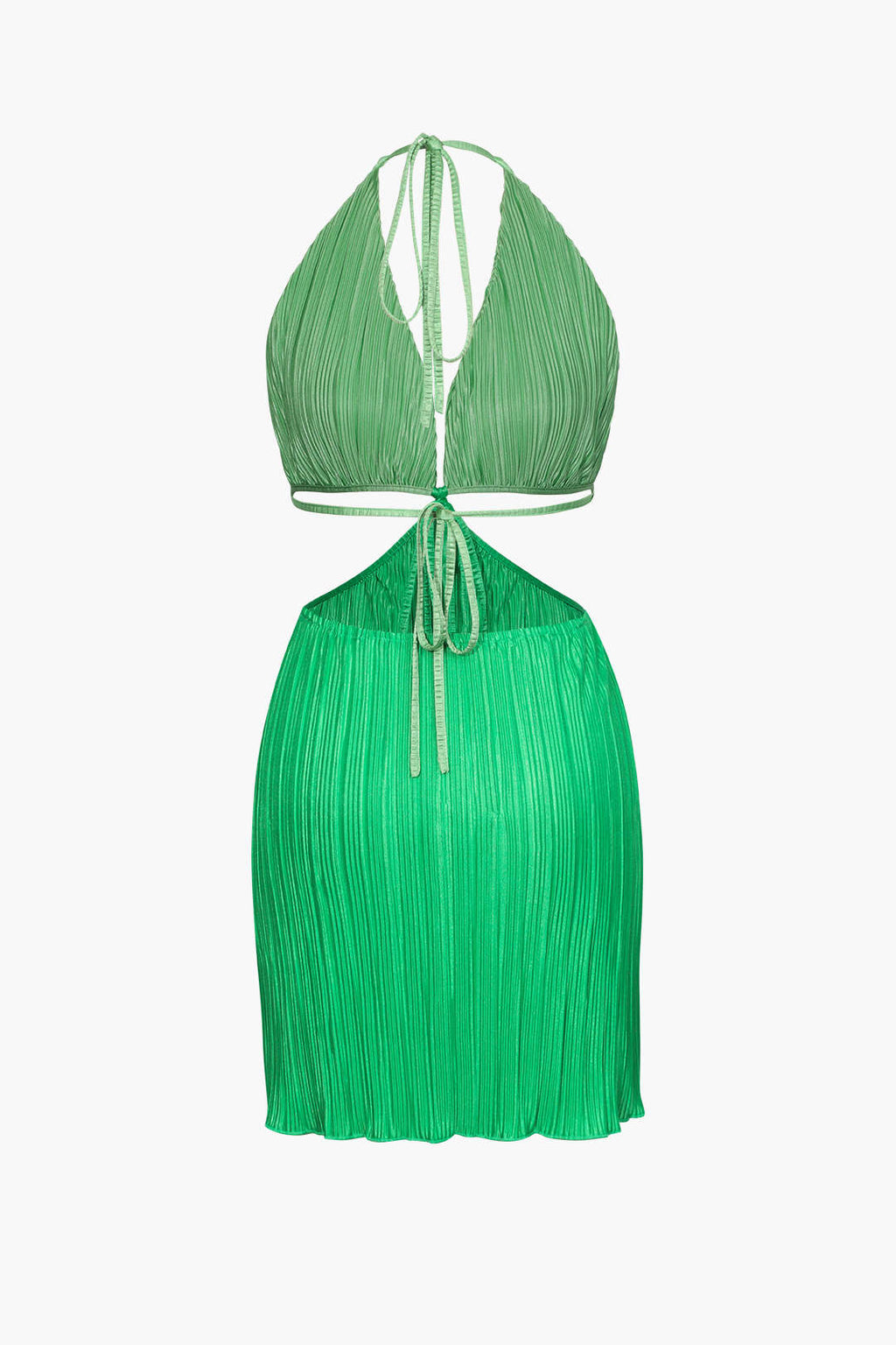 Halter Cut Out Plisse Mini Dress