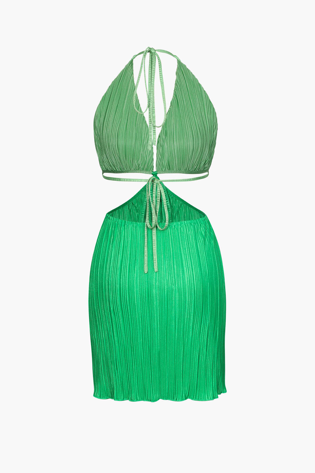 Halter Cut Out Plisse Mini Dress