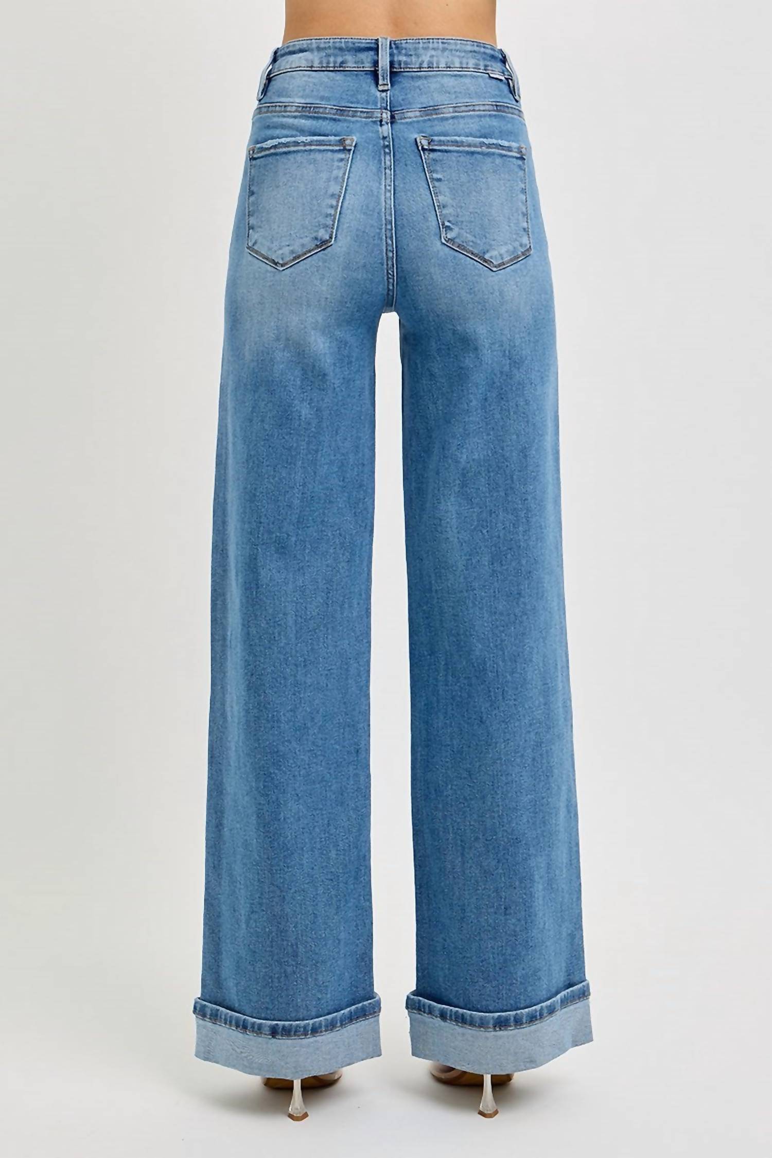 Risen - Sucre 75 Tummy Control High Rise Wide Cuffed Jeans