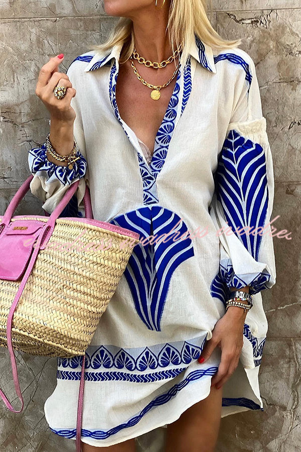 Ocean Drive Printed Tunic Shirt Mini Dress