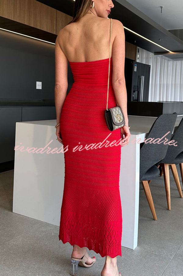 Solid Color Knitted Off Shoulder Sexy Slim Maxi Dress