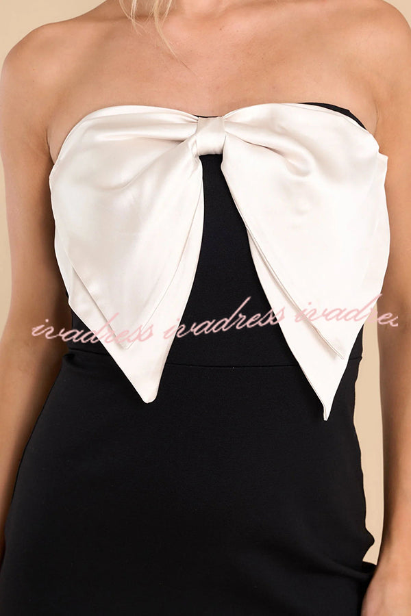 Strikes My Fancy Bow Strapless Off Shoulder Mini Dress