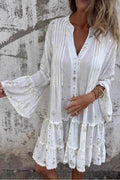 Fashionable Trumpet Lace Sleeve Hollow Dress