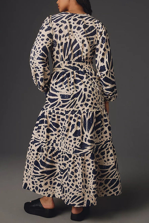 Perfect for Everything Color Block Print Smocked Waist Pocket Maxi Dress