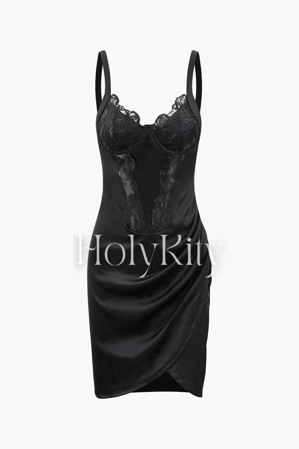 Lace Detail Underwire Shaping Wrap Mini Dress
