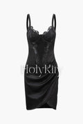 Lace Detail Underwire Shaping Wrap Mini Dress