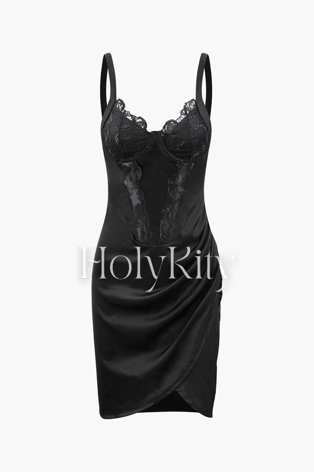 Lace Detail Underwire Shaping Wrap Mini Dress