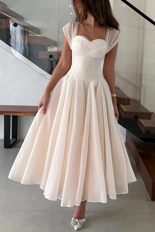 Elegant Sleeveless Waist-cinching Mesh Full-hem Maxi Dress