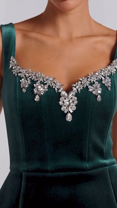 Sexy Rhinestone Low Cut Elegant Mini Dress Dress