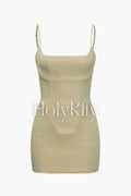 Square Neck Corset Cami Top And Mini Skirt Set