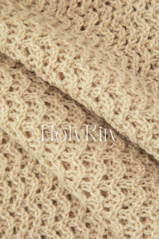Cut Out Crochet Knit Strapless Mini Dress