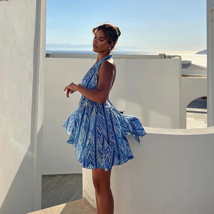 Ethnic Printed Halter  Mini Dress
