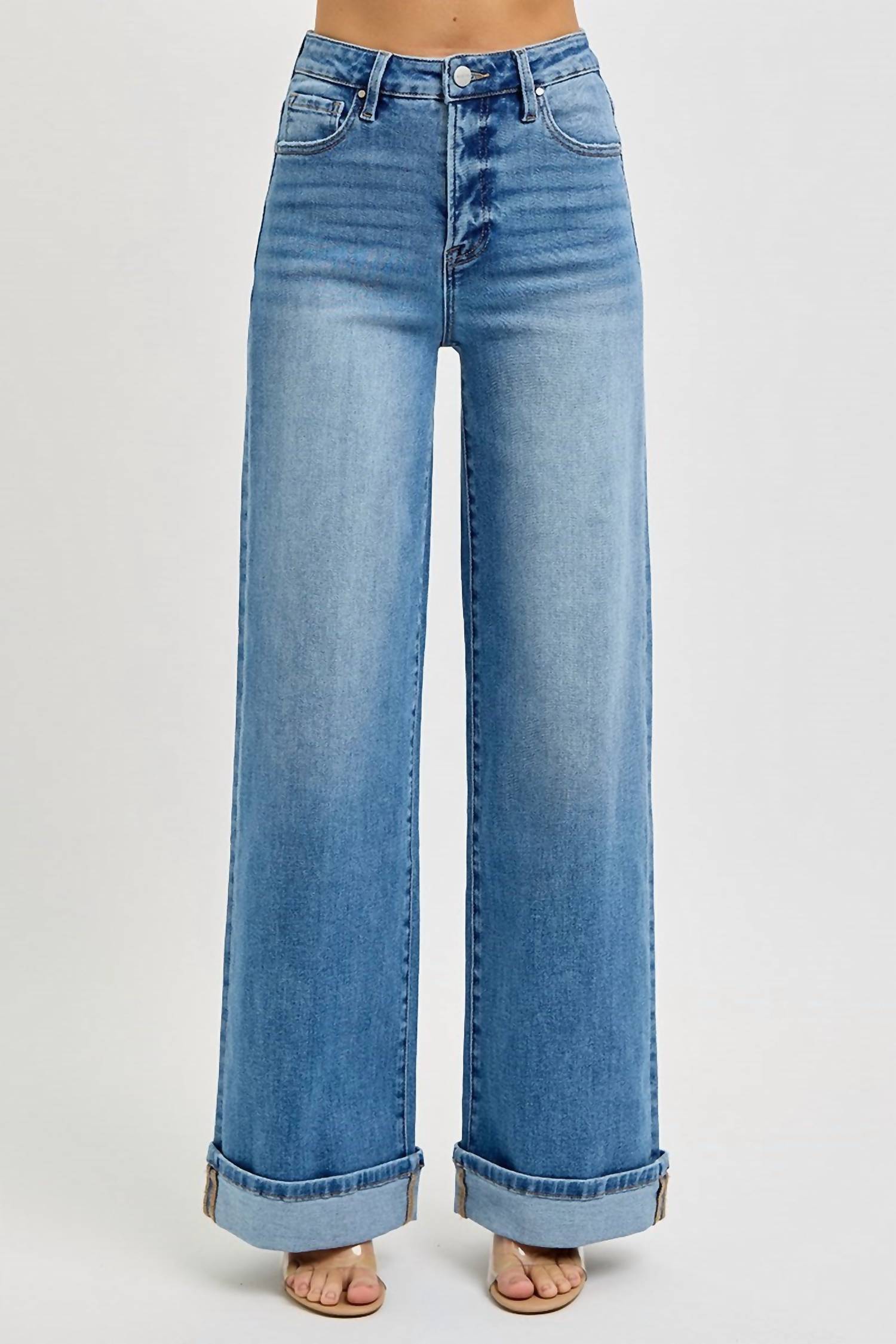 Risen - Sucre 75 Tummy Control High Rise Wide Cuffed Jeans