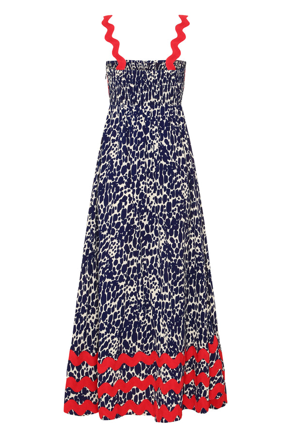 Floral Printed Wave Bandeau Fashion Maxi Dress