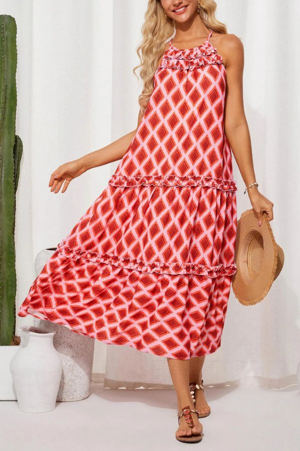 Women's Halter Neck Floral Print Vacation Dress