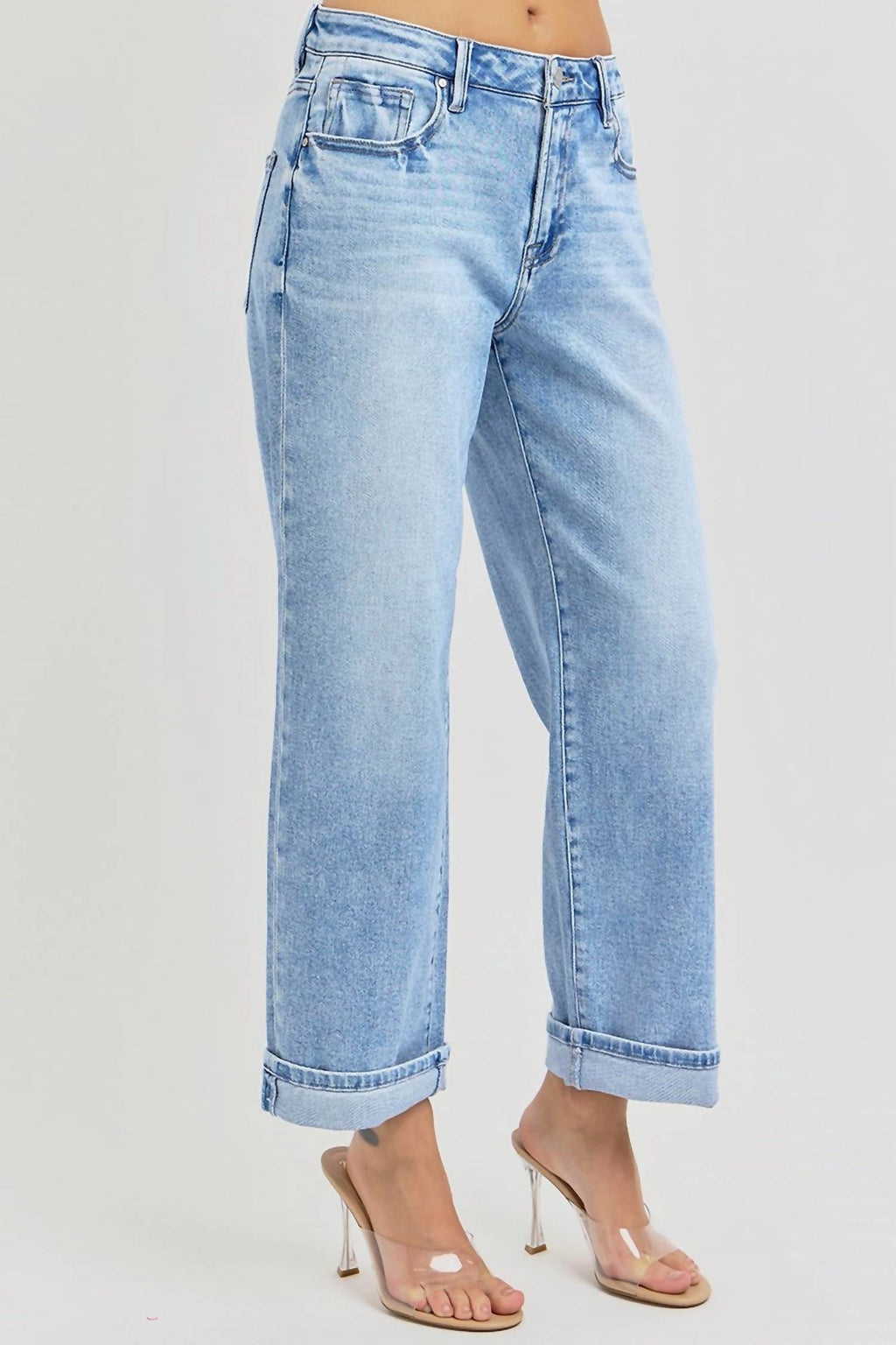 Risen - High Rise Ankle Boyfriend Cuffed Jeans