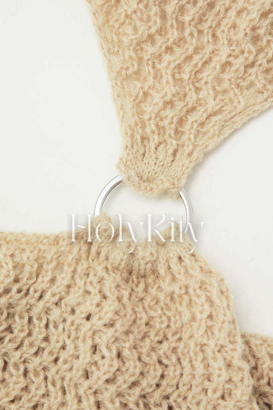 Cut Out Crochet Knit Strapless Mini Dress