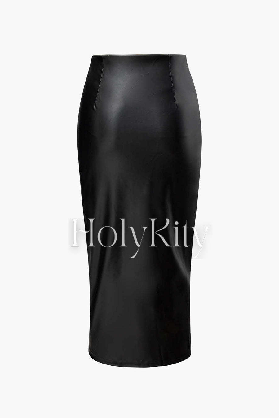 Faux Leather Cami Top And Slit Midi Skirt Set